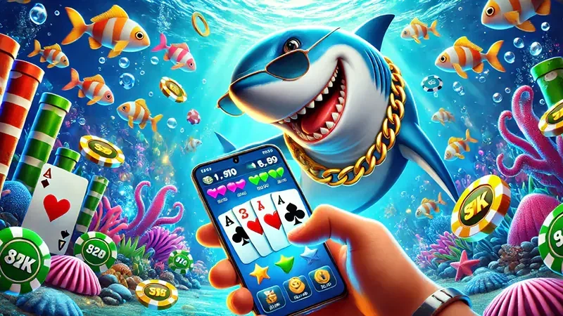 Arena target ikan dan meriam pada permainan arcade bawah laut